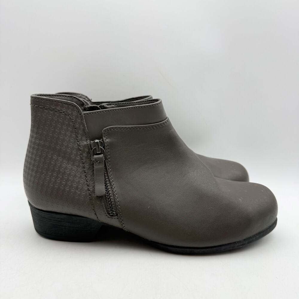 Rockport Womens Carly Alloy Toe Work Bootie US 8 M Dark Brown Leather EUC
